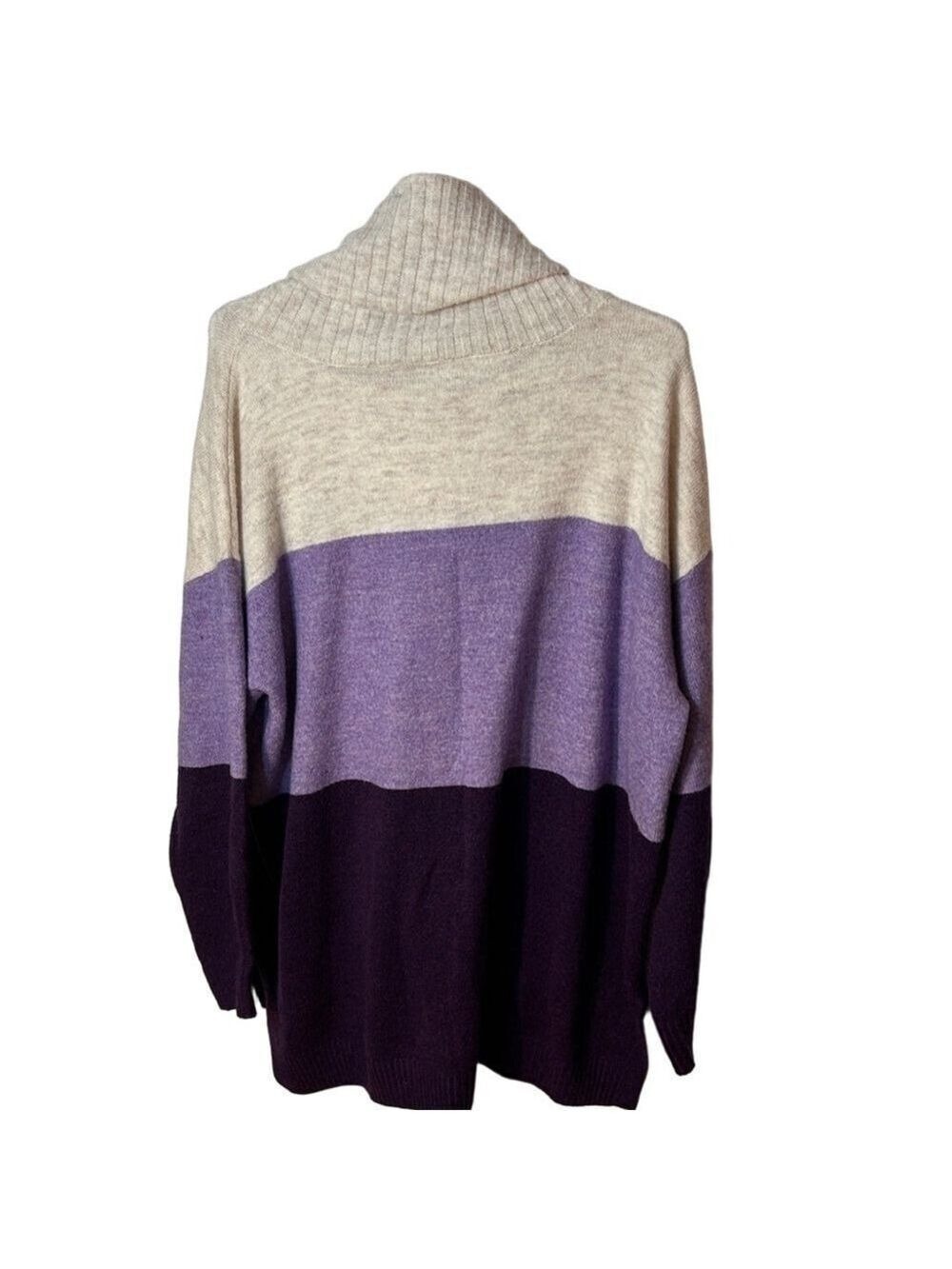 Pennington’s in every story cowl neck colour block purple cozy sweater size 1X - Picture 6 of 6